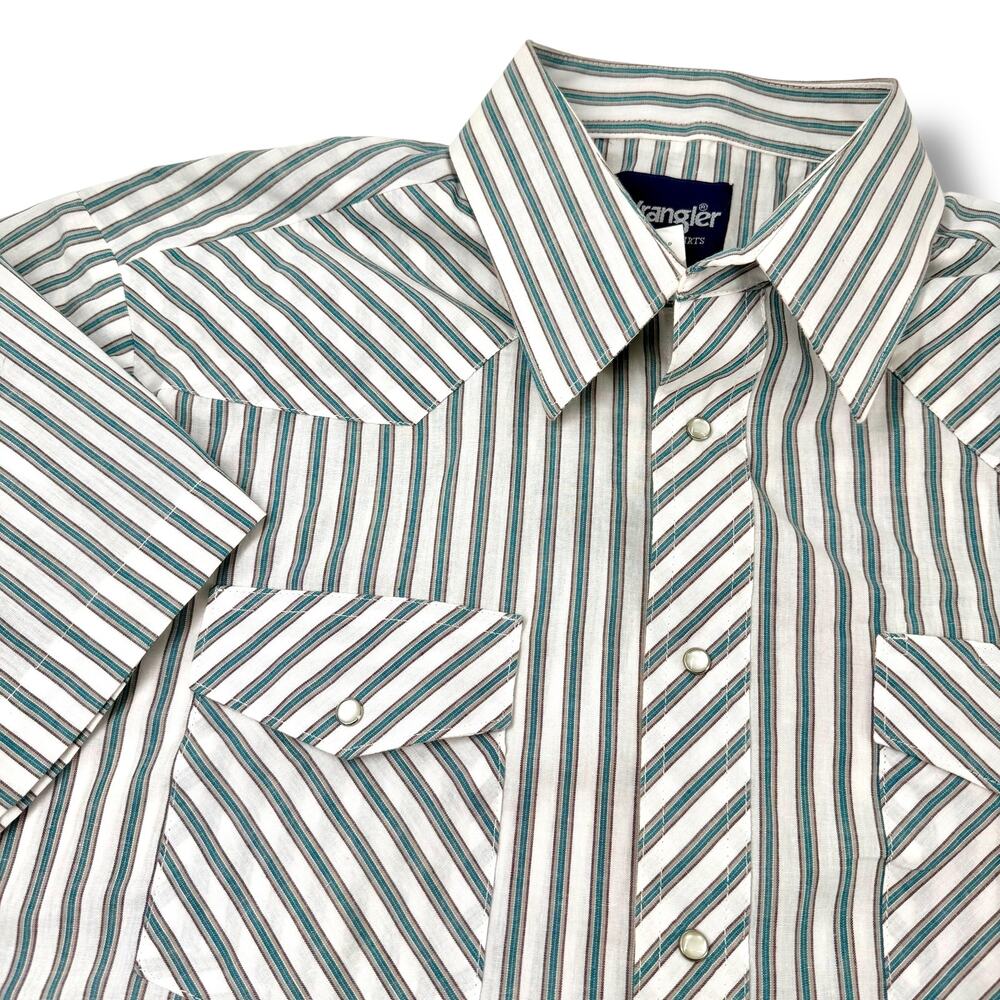 Wrangler Western Pearl Snap Shirt XL Striped Cowboy Rockabilly Vintage Style
